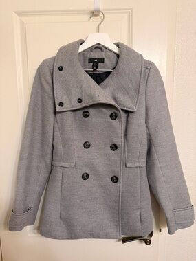 H&M Light Gray Double-Breasted Peacoat